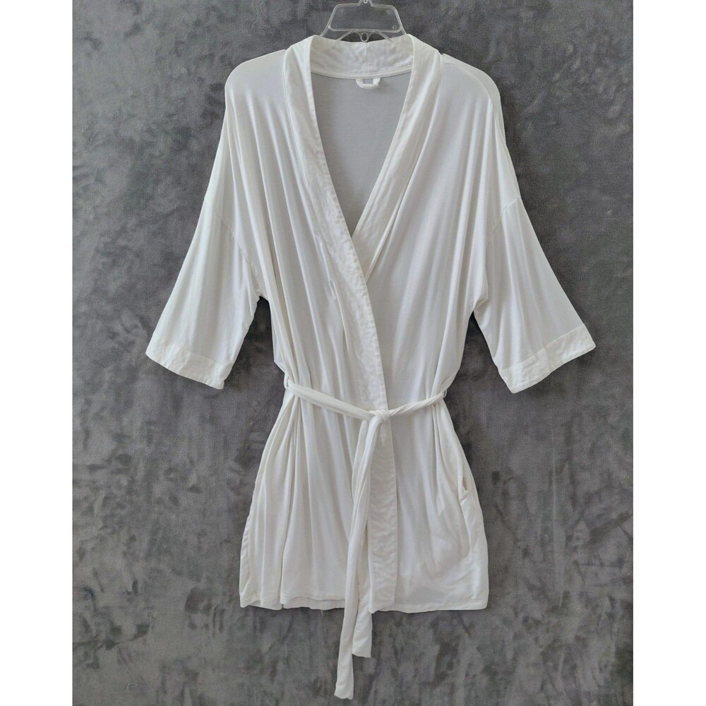 Cozy Earth Bamboo Stretch Knit Kimono Robe Women's Medium Attached Belt Lounge